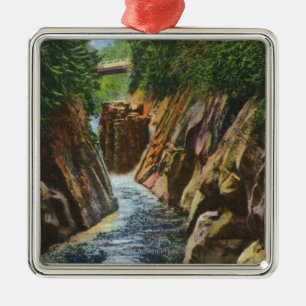 View of Ausable River Falls and Bridge Metal Tree Decoration