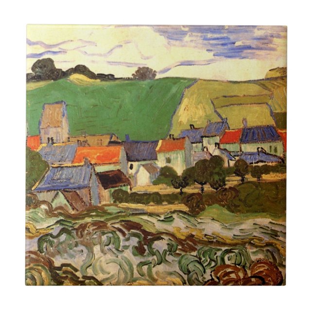 View of Auvers by Vincent van Gogh Ceramic Tile (Front)