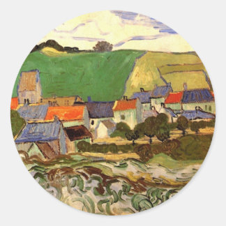 View of Auvers by Vincent van Gogh Classic Round Sticker