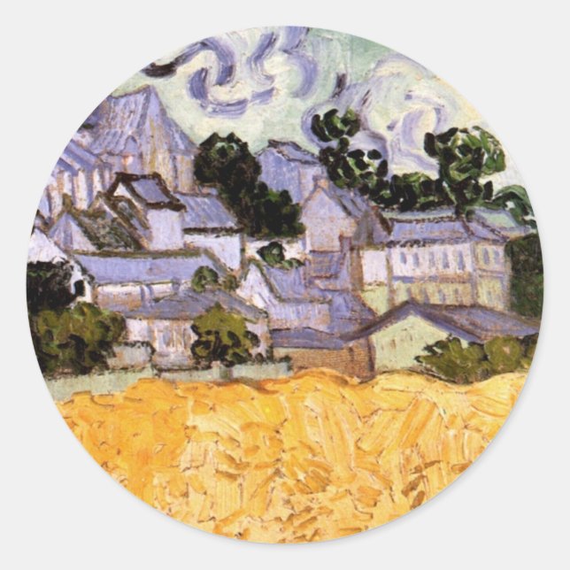 View of Auvers with Church by Vincent van Gogh Classic Round Sticker (Front)