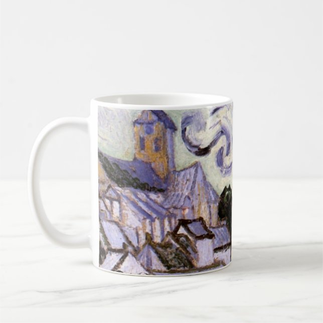 View of Auvers with Church by Vincent van Gogh Coffee Mug (Left)