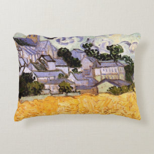 View of Auvers with Church by Vincent van Gogh Decorative Cushion