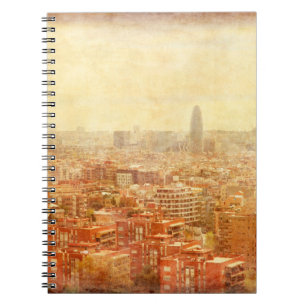 View of Barcelona in grunge and retro style. barce Notebook