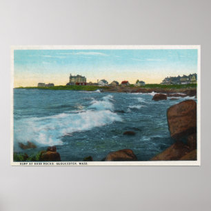 View of Bass Rocks Surf Poster