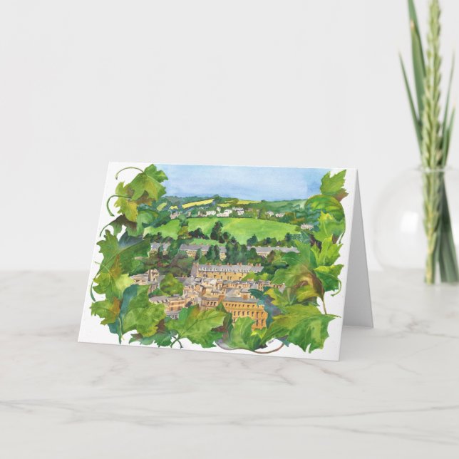 View of Bath Watercolor Greeting Card (Front)