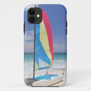 View Of Beach With Sailboat iPhone 11 Case