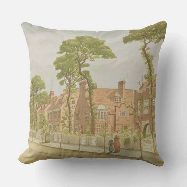 View of Bedford Park, 1882 (colour litho) Cushion (Front)