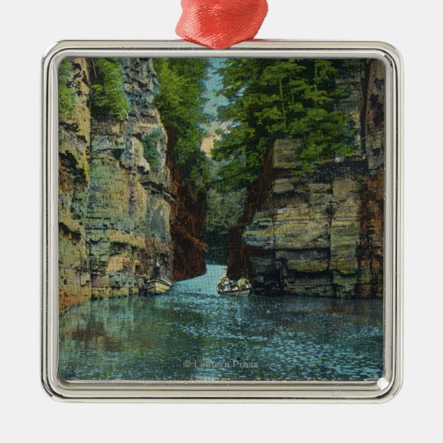 View of Boat Coming through the Flume Metal Tree Decoration (Front)