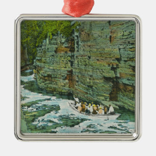 View of Boat Starting Down the Flume Metal Ornament