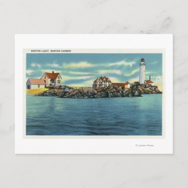 View of Boston Harbour and Boston Lighthouse Postcard (Front)
