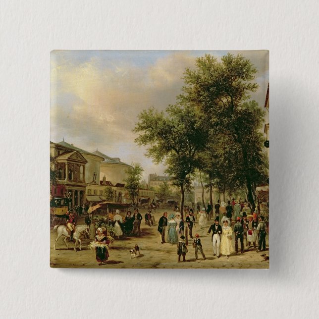 View of Boulevard Montmartre, Paris, 1830 15 Cm Square Badge (Front)