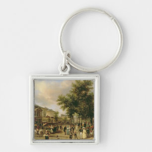 View of Boulevard Montmartre, Paris, 1830 Key Ring