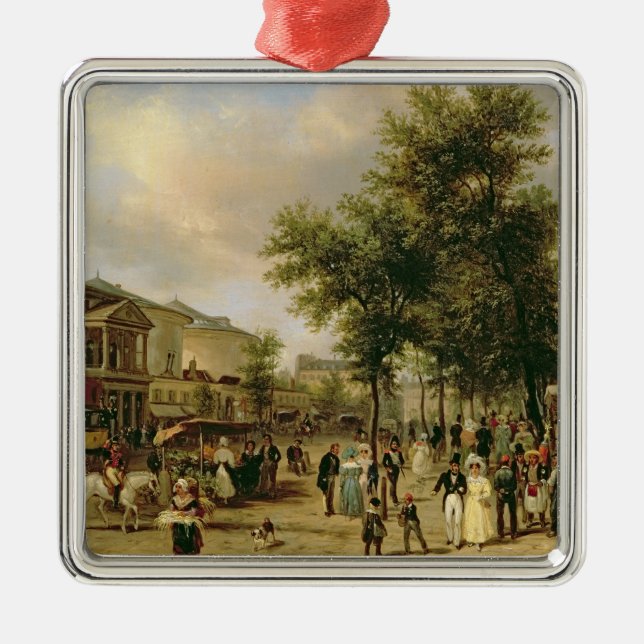 View of Boulevard Montmartre, Paris, 1830 Metal Tree Decoration (Front)