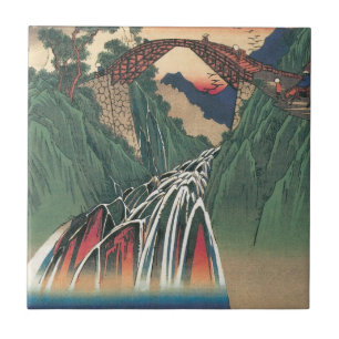 View of Bridge Over Ina River, Nojiri by Hiroshige Ceramic Tile