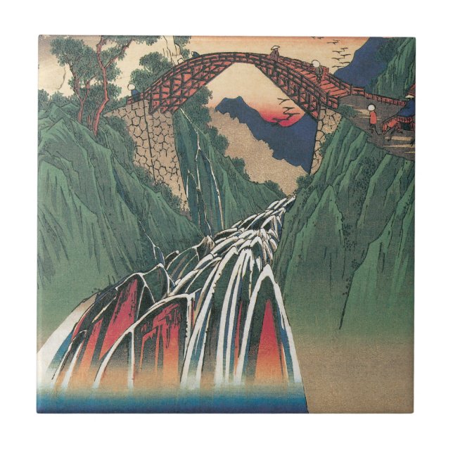View of Bridge Over Ina River, Nojiri by Hiroshige Ceramic Tile (Front)