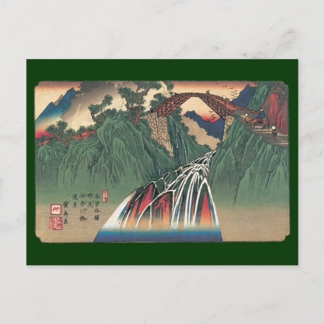 View of Bridge Over Ina River, Nojiri by Hiroshige Postcard (Front)