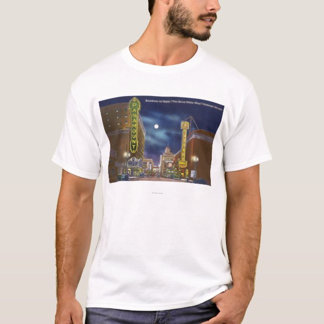 View of Broadway at Night T-Shirt (Front)
