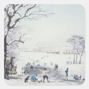 View of Buckingham House, James Park in Winter Square Sticker