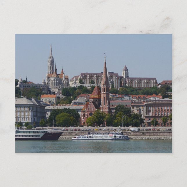 View of Buda across the Danube River, Budapest Postcard (Front)