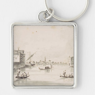 View of Burano island in Veneto Key Ring