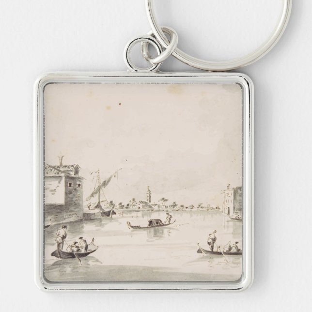 View of Burano island in Veneto Key Ring (Front)