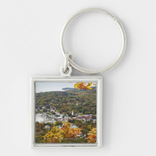View of Camden Hills State through Fall Trees Key Ring
