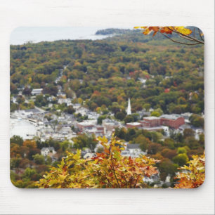 View of Camden Hills State through Fall Trees Mouse Pad
