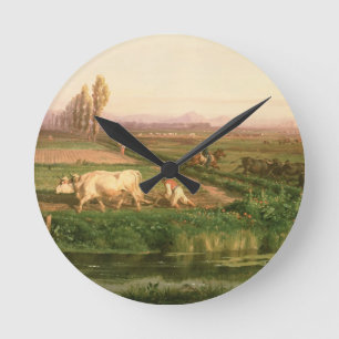 View of Carditello (oil on canvas) Round Clock
