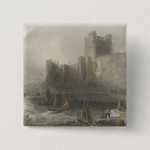 View of Carrifergus Castle 15 Cm Square Badge