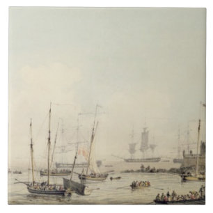 View of Castle Cornet, Guernsey, with Shipping, c. Ceramic Tile