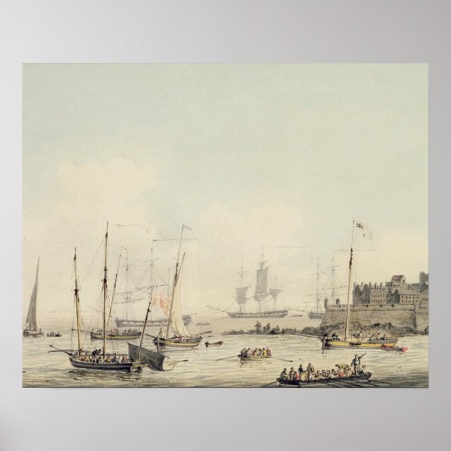 View of Castle Cornet, Guernsey, with Shipping, c. Poster (Front)
