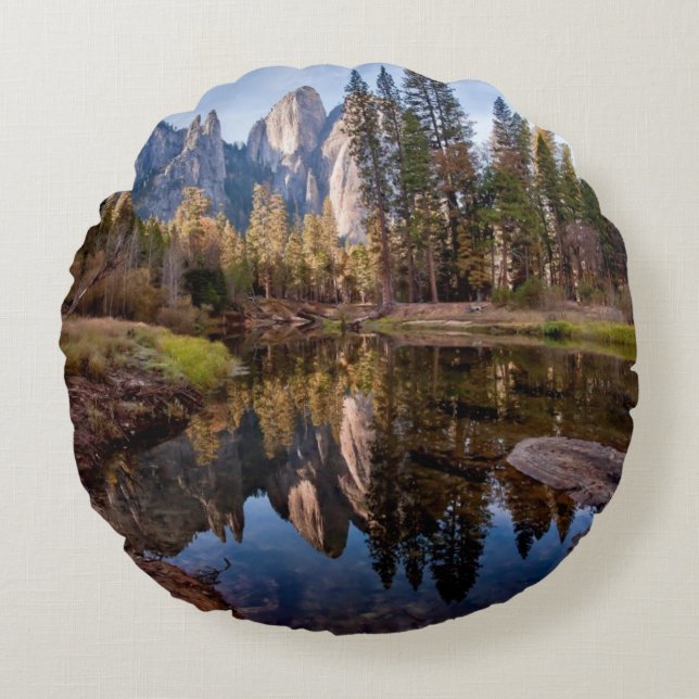 View of Cathedral Peaks Round Cushion (Front)