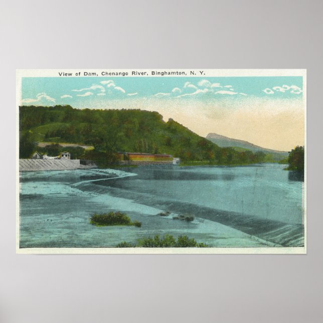 View of Chenango River and Dam Poster (Front)