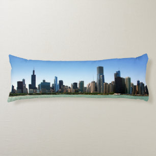 View of Chicago skyline by Lake Michigan Body Cushion