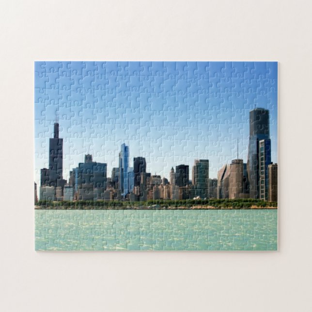 View of Chicago skyline by Lake Michigan Jigsaw Puzzle (Horizontal)