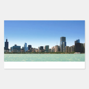 View of Chicago skyline by Lake Michigan Rectangular Sticker
