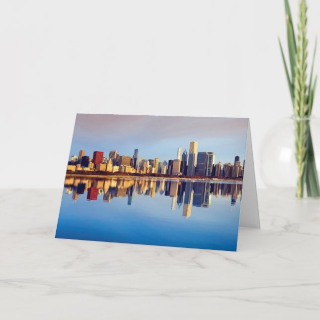 View of Chicago skyline with reflection Card (Front)
