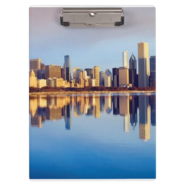 View of Chicago skyline with reflection Clipboard (Front)