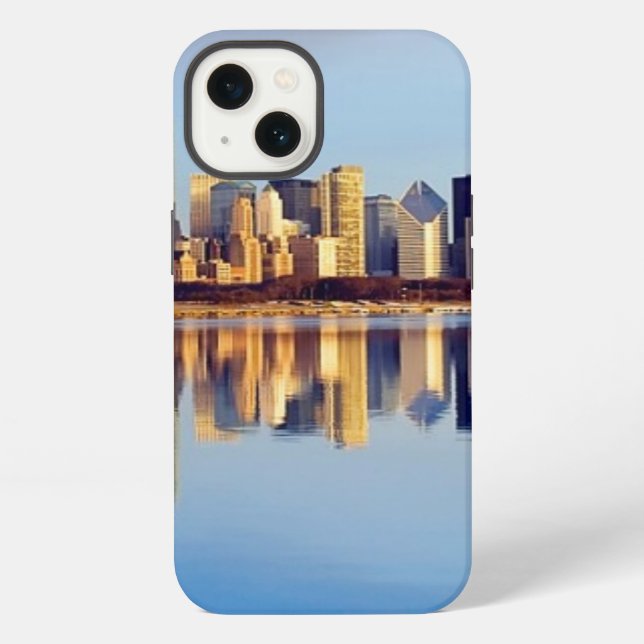 View of Chicago skyline with reflection iPhone Case (Back)