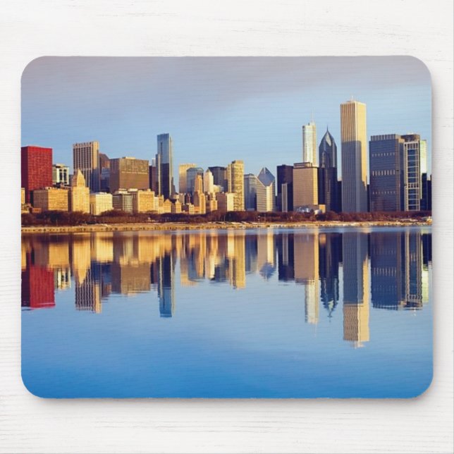 View of Chicago skyline with reflection Mouse Pad (Front)