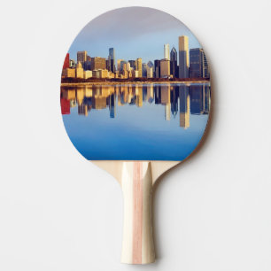 View of Chicago skyline with reflection Ping Pong Paddle
