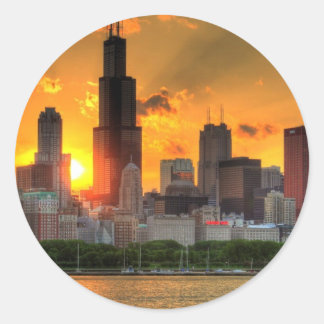 View of Chicago's skyline from  Adler Classic Round Sticker