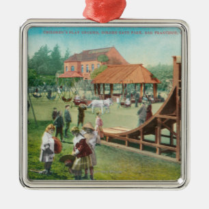 View of Children's Playground Metal Tree Decoration