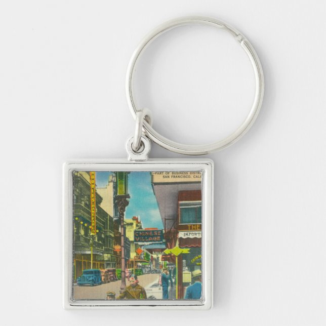 View of Chinatown Business Section Key Ring (Front)