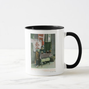View of Chinese Fortune Teller at Desk Mug