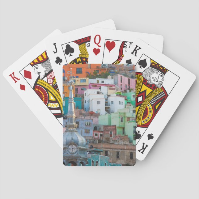 View of city buildings playing cards (Back)