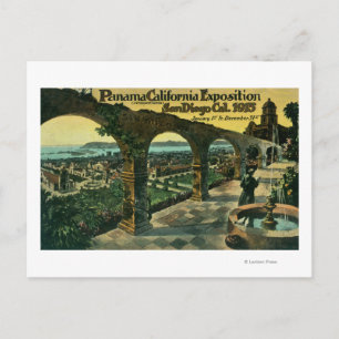 View of City from a Mission, Panama-CA Expo Postcard