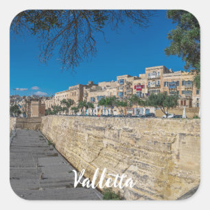 View of city wall and harbor in Valletta Square Sticker