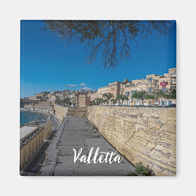 View of city wall and harbour in Valletta Magnet (Front)