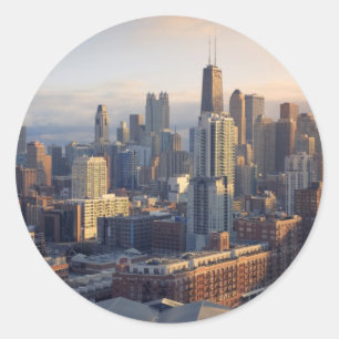 View of cityscape with fantastic light classic round sticker